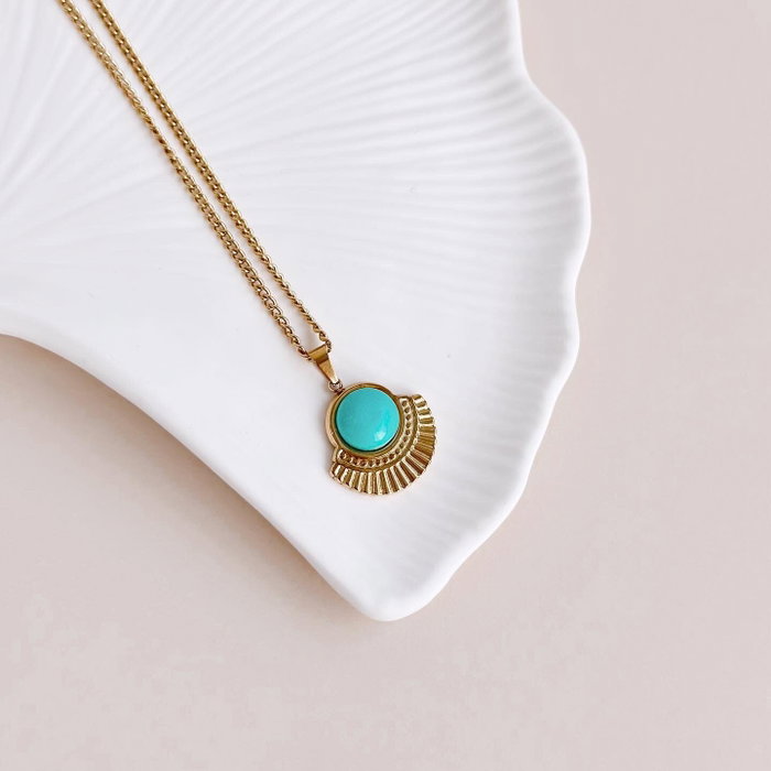 Heliophilia Silver Collar Wind Turquesa y Oro
